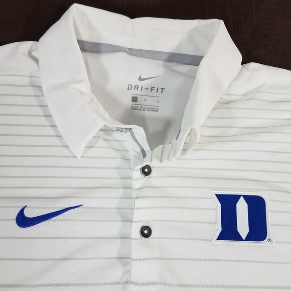 Nike Dry Duke Blue Devils Striped Polo Shirt L - Picture 6 of 8